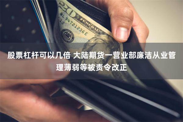 股票杠杆可以几倍 大陆期货一营业部廉洁从业管理薄弱等被责令改正